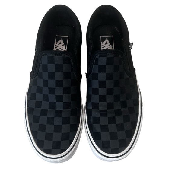 Vans Black Checkerboard Slip On Sneakers Size 7.5 - Picture 2 of 8